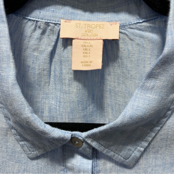 St Tropez women 100% Linen popover tunic rolltab breathable minimal Lagenlook Lg - Picture 4 of 8